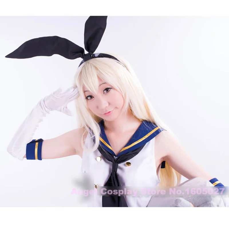 Красивый костюм для косплея из аниме Kantai Collection Shimakaze Nany топ + юбка перчатки носки
