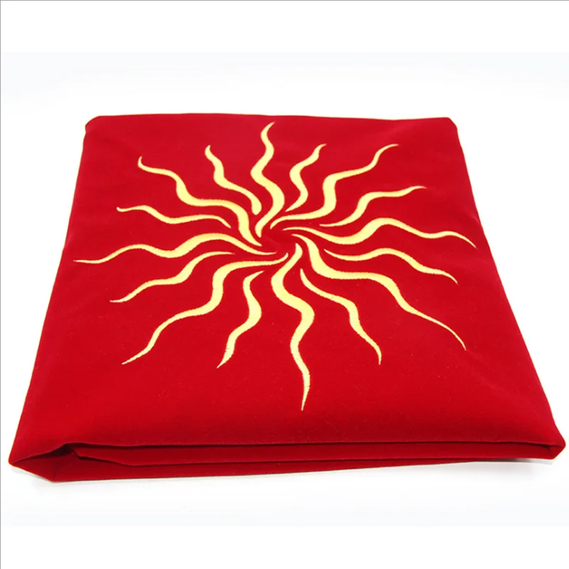 Red sun Tarot divination tablecloth sun five-pointed star three goddess velvet thick flannel board game accessories 80*80cm - Color: Red sun
