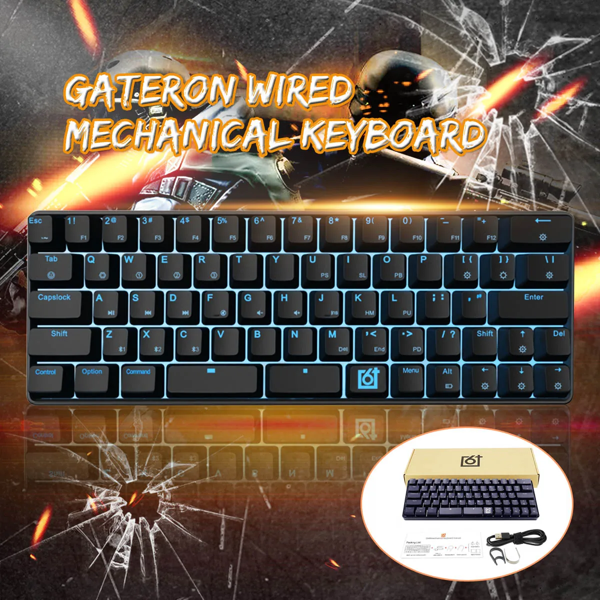 Gateron оптический переключатель GK66 USB-C Проводная сплит-Spacebar Горячая-swappable RGB Механическая игровая клавиатура