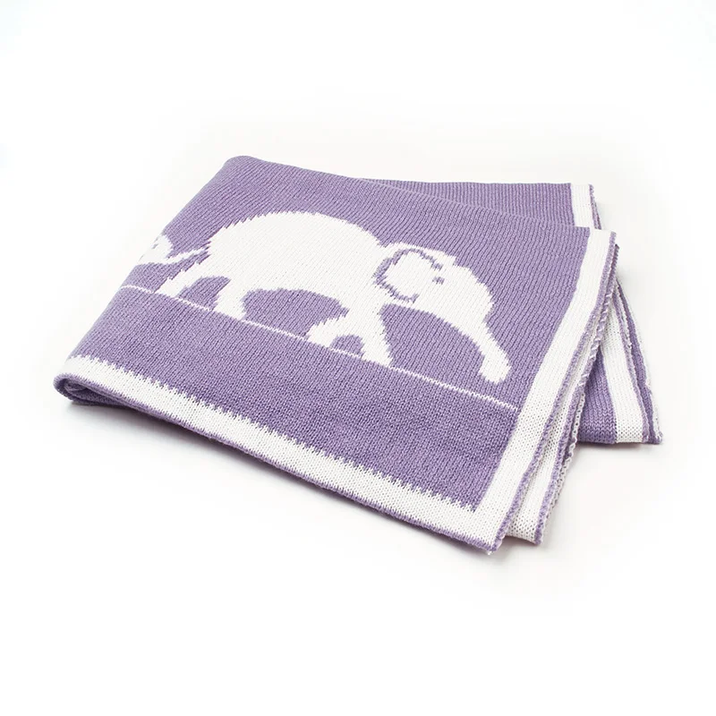 Light Purple Слон детское одеяло для новорожденных крючком корзина 95*75 см постельные принадлежности крышка Детская летняя диван кондиционер Одеяло s - Цвет: Light Purple