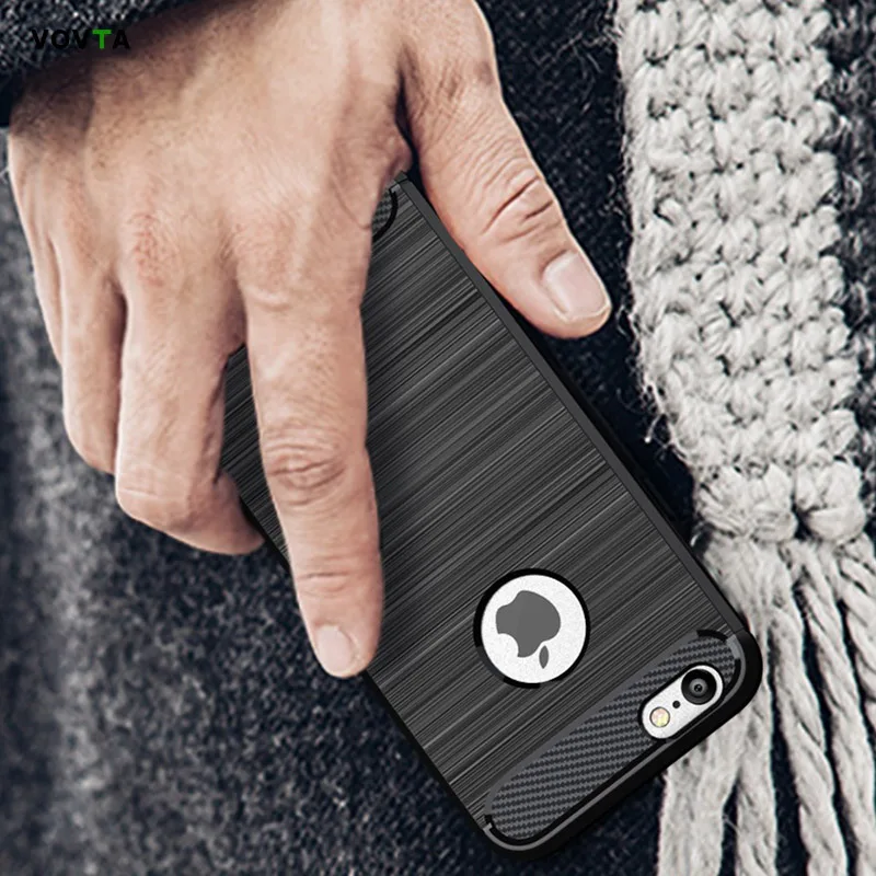 Чехол для iphone 6 s 7 Plus 5s SE X чехлы из углеродного волокна Мягкий чехол ТПУ Встроенная