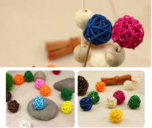 Декоративные подвески из ротанга с шариками 4 см | Дом и сад