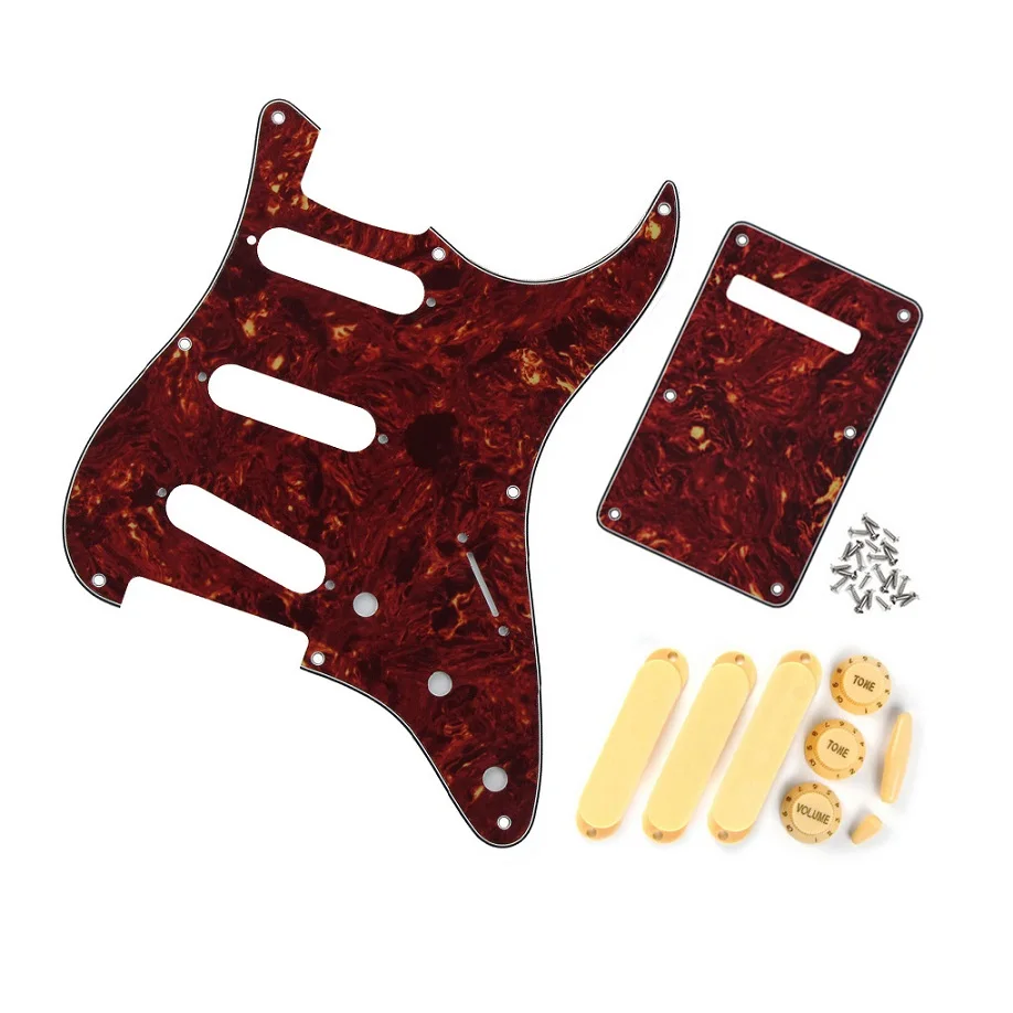 Closed Pickup Covers FLEOR красная Черепаха 4Ply Винтаж 8 отверстий SSS Strat гитары накладку задняя пластина Пикап Чехлы для 2T1V ручки переключатель/Whammy Бар Наконечник - Цвет: Closed Pickup Covers