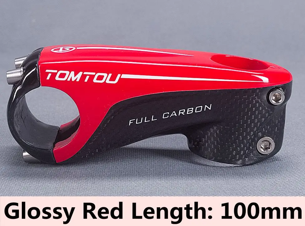 Glossy Red 100mm Новое поступление TOMTOU сверхлегкий полный 3k из углеродного волокна, шоссейный велосипед стволовых 6 градусов 80/90/100/110 мм горный велосипед Запчасти 145 г - Цвет: Glossy Red 100mm