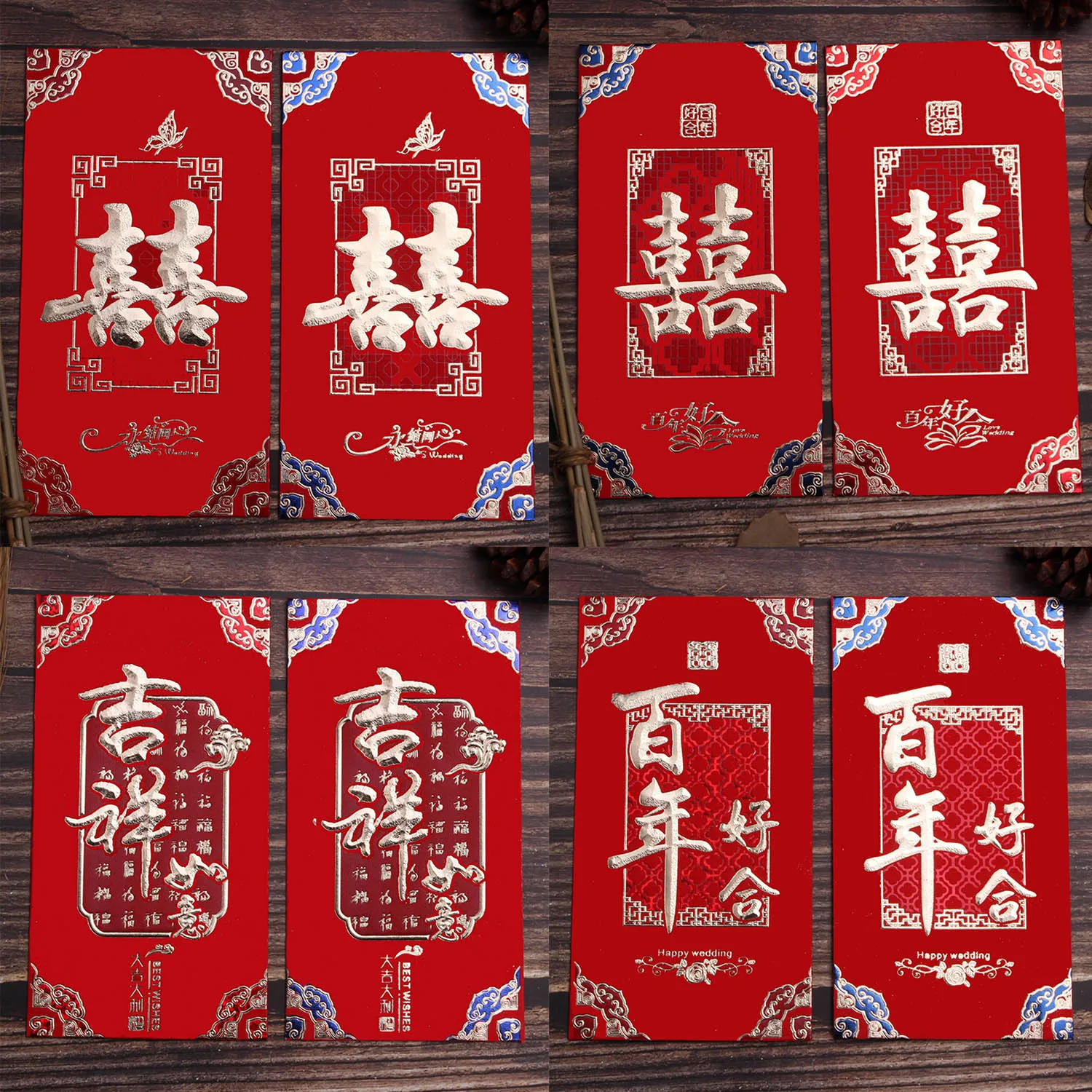 Behogar 24 шт 8 6x16 6 см китайские красные конверты Hong Bao Hongbao счастливые пакеты для денег