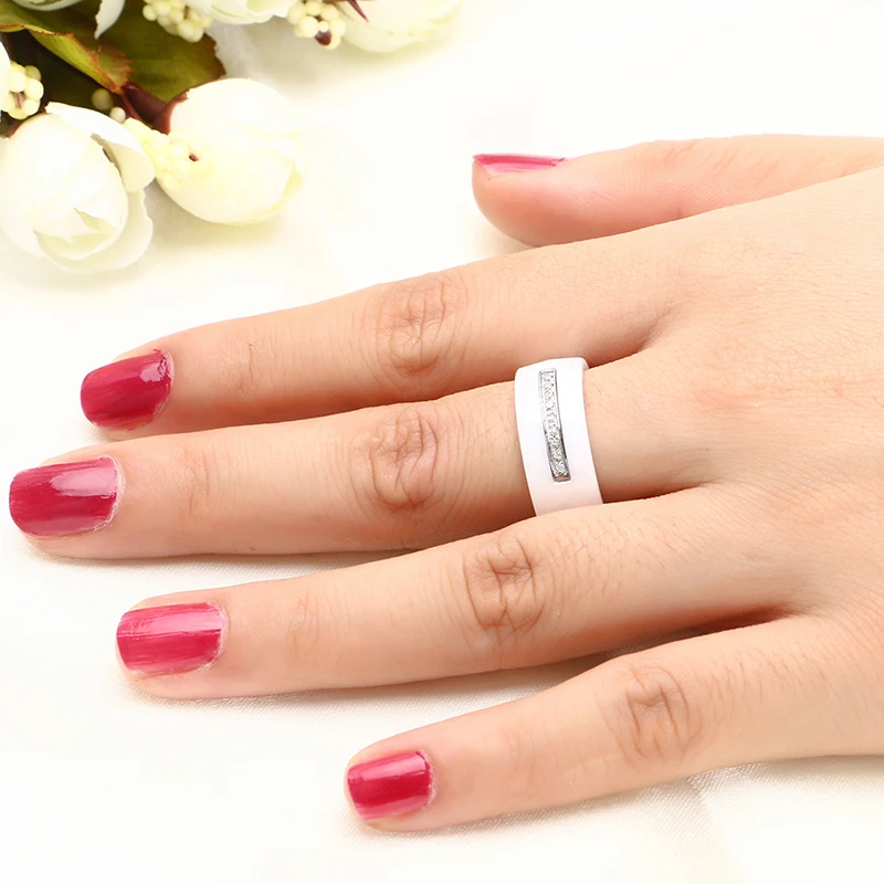 Модное керамическое кольцо для женщин 8 мм светло белые вырезанные поверхности