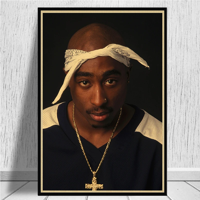 2PAC RAP GOD Tupac хип хоп певец фотографический постер из крафт бумаги настенное