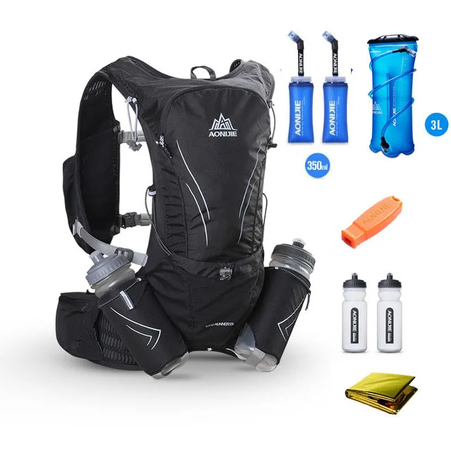 Black Set 4 AONIJIE 15L Открытый легкий гидратационный походный рюкзак жилет марафон для бега Велоспорт рюкзак для 3л сумка для воды для мужчин и женщин - Цвет: Black Set 4