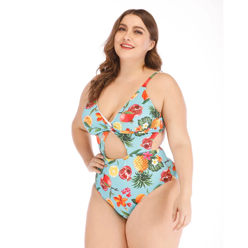 Женский купальник с высокой талией maillot de bain фруктовым принтом пуш ап цельное