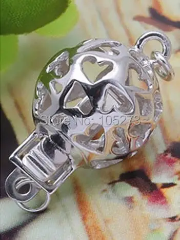 Hollow out heart insert silver clasp 12X21MM DIY high-grade natural pearl crystal necklace bracelet clasp. - L51C | Украшения и