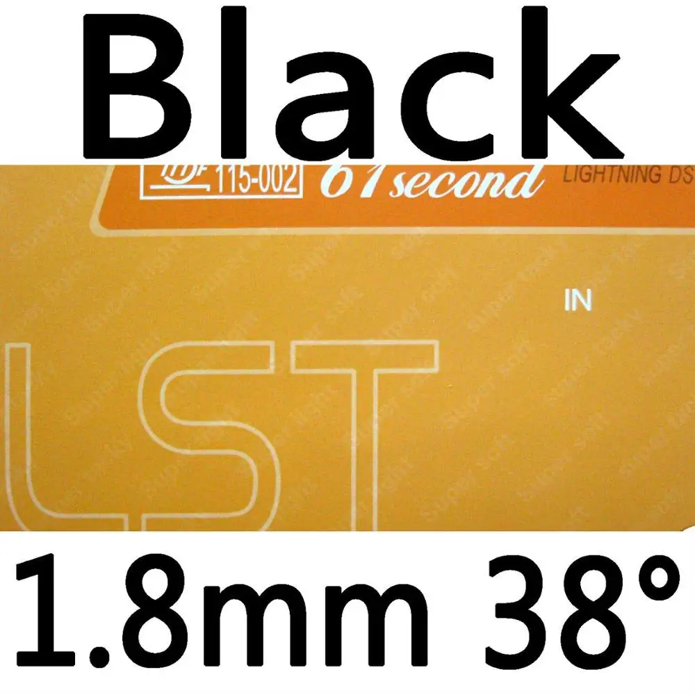 black 1.8mm H38 61second молния DS LST супер липкий Прыщи В Резина с губкой на ракетки для настольного тенниса - Цвет: black 1.8mm H38