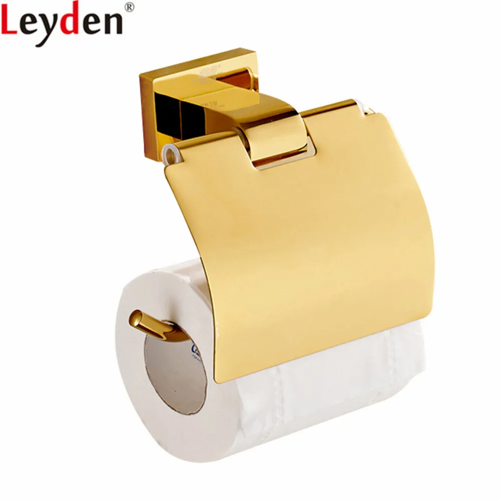 

Leyden Toilet Paper Holder Gold Brass Wall Mounted Tissue Holder Roll Paper Holder Bathroom Accessories Toilet Paper Holder