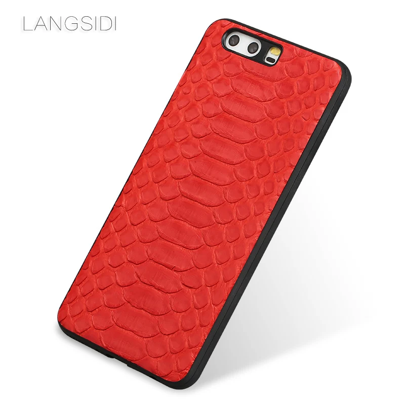 LANGSIDI brand mobile phone case natural python skin cover For Huawei P10 full handmade custom processing |