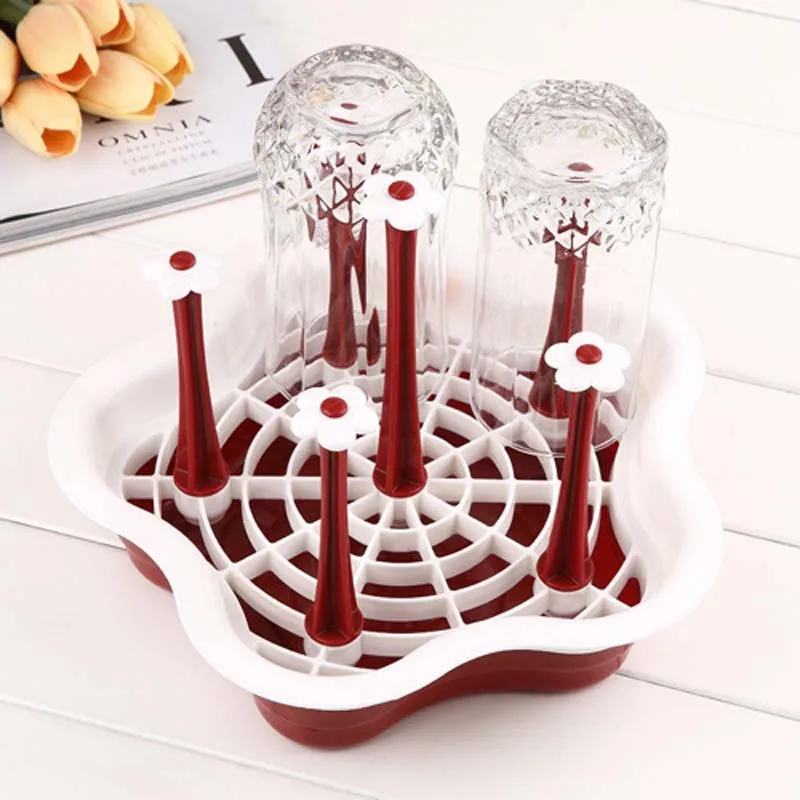Red Flower Сушилка для детских бутылок стекло кухонная стойка Escorredor De Mamadeira сушилка для сушки и чистки сушилка для хранения сушки - Цвет: Red Flower