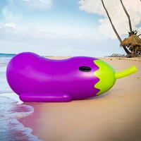 190cm 75inch giant inflatable eggplant pool float summer ride on air board floating raft mattress water beach toys boia