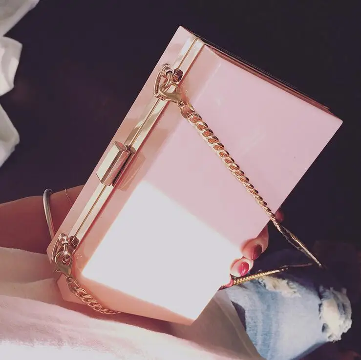 New Arrival High quality Art Acrylic Box Bag Flap women Day Clutches Shouldbags Girl party Handbag Chain Evning Bags purse | Багаж и сумки