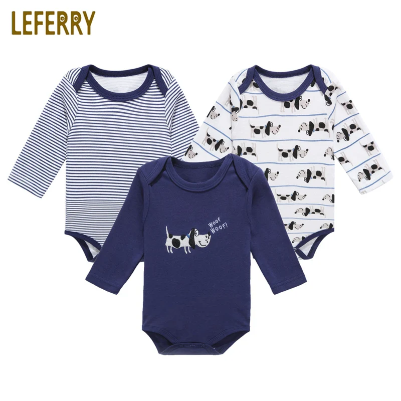 100% Cotton Baby Bodysuits 3PCS Set Long Sleeve Newborn Infant Clothing Boys Jumpsuits Spring Costume High Quality | Детская одежда и