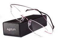 agstum women rimless frame pure titanium prescription hingeless eyeglasses rx clear lenses