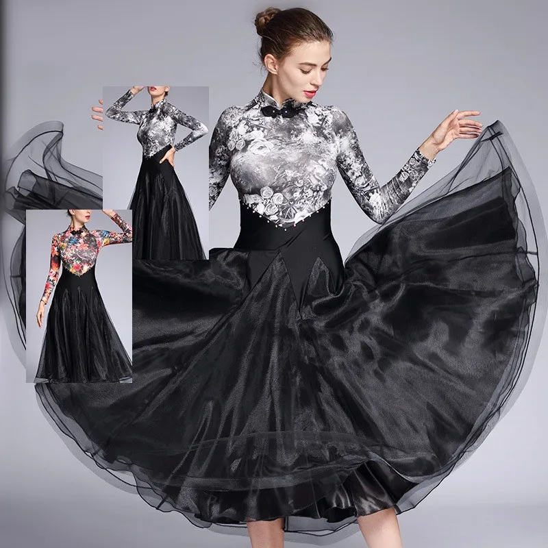 

Бальное платье, стандартные танцевальные платья, платье для женщин, Венский вальс, танцевальная одежда, женское черное платье для танго