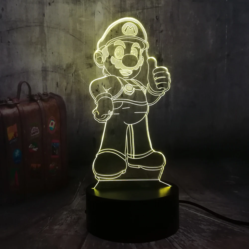 Игра Super Mario Bros. Ночной светильник 3D иллюзия светодиодный 7 цветов сенсорный пульт