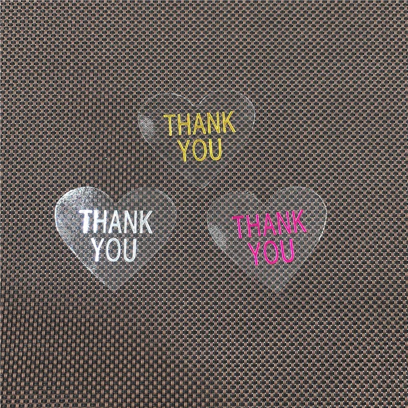 Прозрачные наклейки самоклеящиеся термопечать Thank You три цвета горячее тиснение