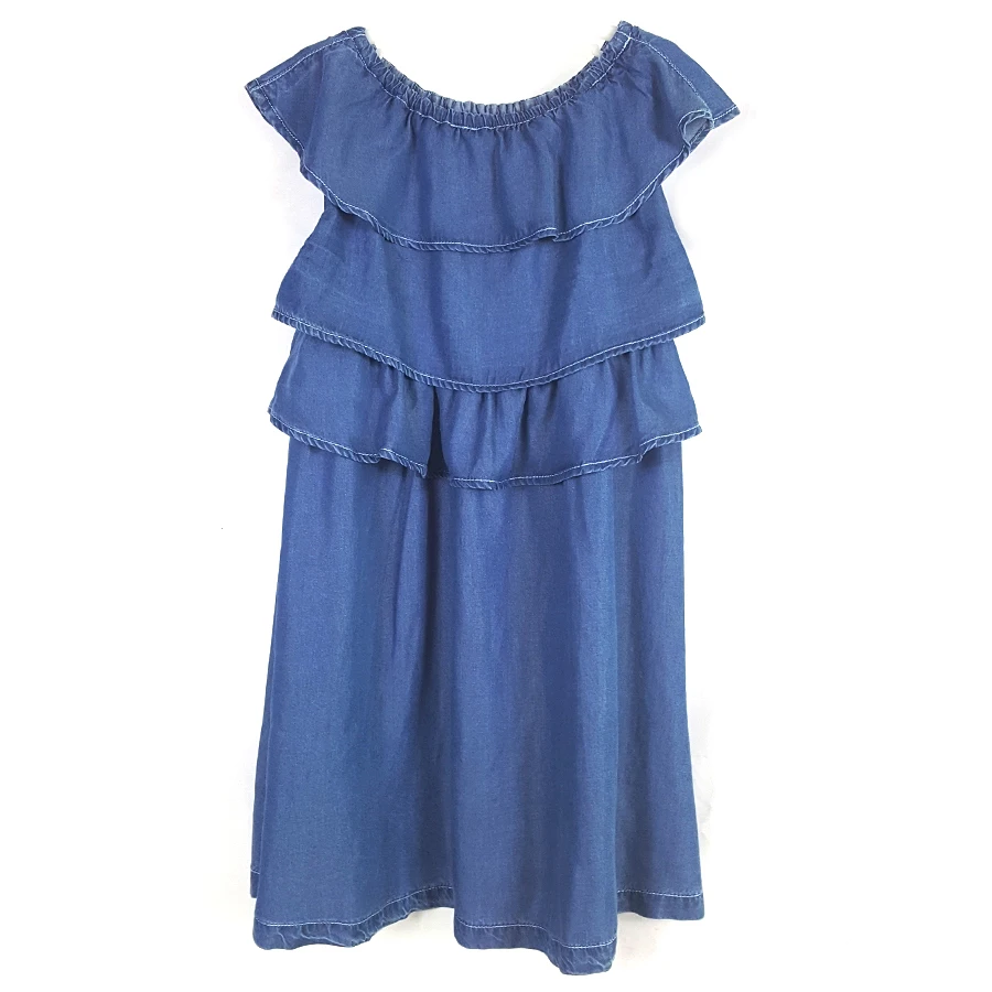 Джинсовое многослойное платье для детей Элегантное летнее джинсовое с пышными