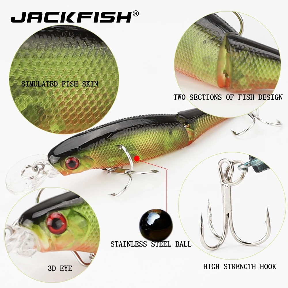 Джекфиш 2 секции Swimbait 3D глаза реалистичные рыболовные приманки с 6 # Тройной крюки