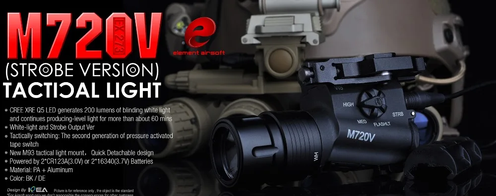 Airsoft элемент оружие M720V Тактический стробоскопический фонарик Выход страйкбольные тактические фонарь для ружья с M93 softair свет EX273