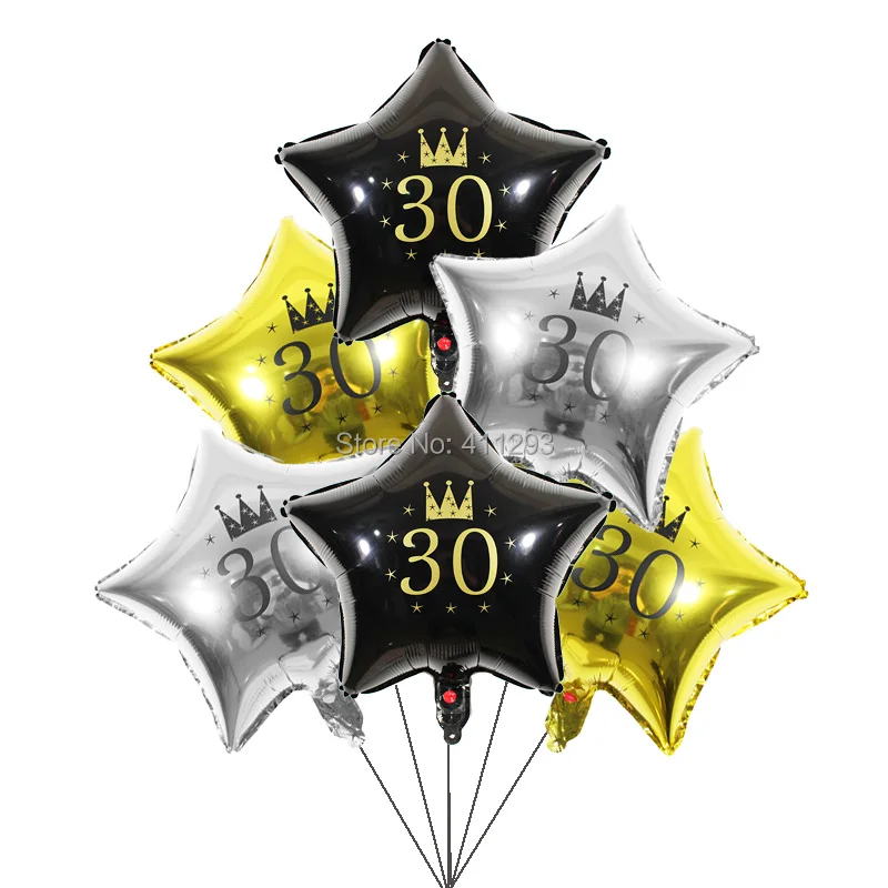 3 шт./лот 30th на день рождения воздушные шары, 16, 18, 20, 21 30 40 50 60 70 80th День Рождения украшения черного и золотого цвета серебряный годовщина воздушные шары
