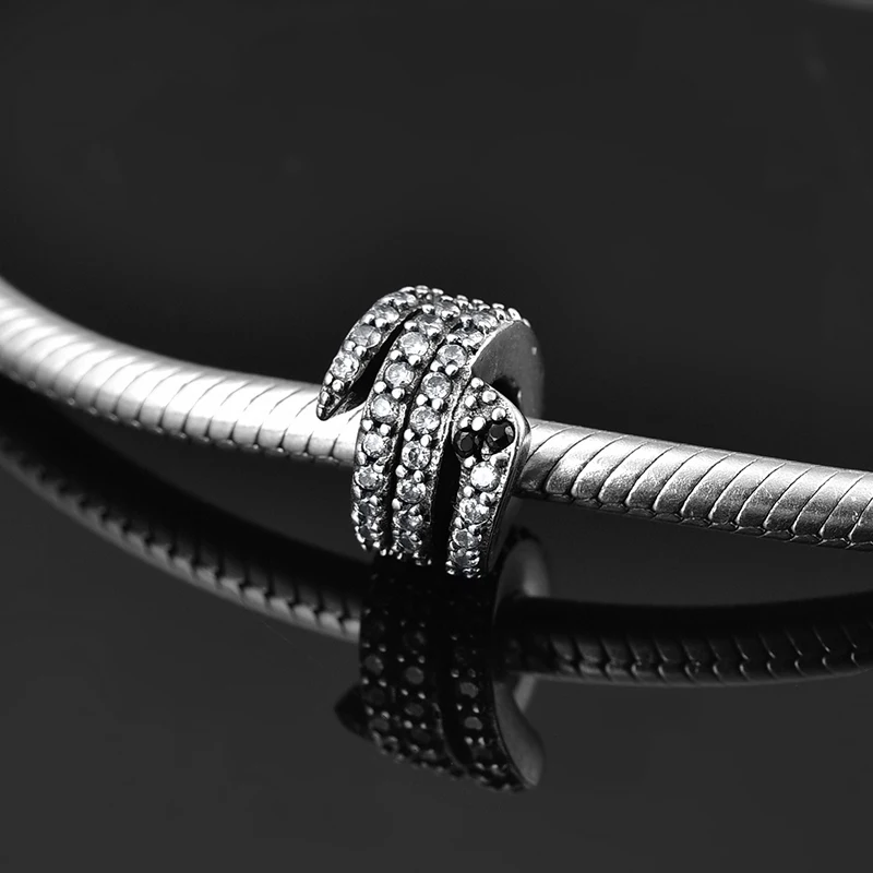 Горячая 925 пробы серебро DIY прозрачный CZ как Спиральный змея формы прекрасные