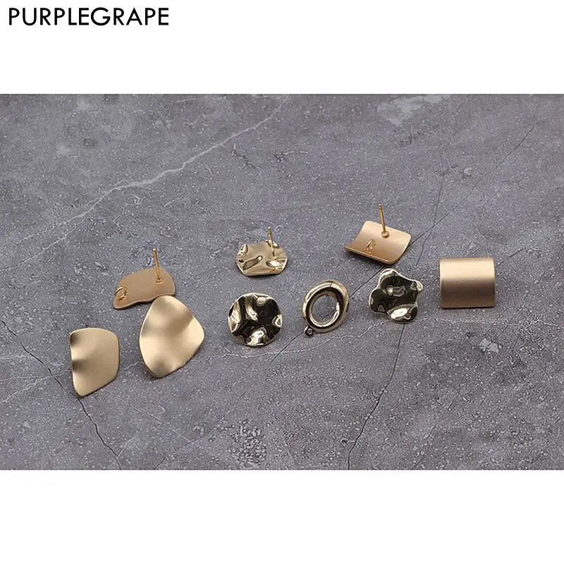

Asian Gold Earrings DIY Earrings Accessories Irregular Shape Geometry Round Piece Water Ripple Material 6pcs