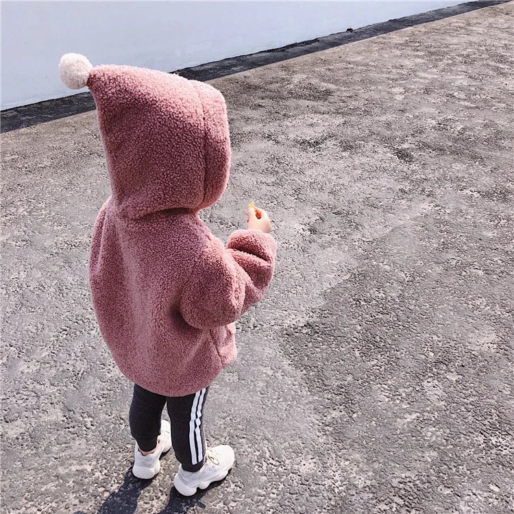 Зима 2018 г. милая одежда из овечьей шерсти для девочек плотные Свободные толстовки