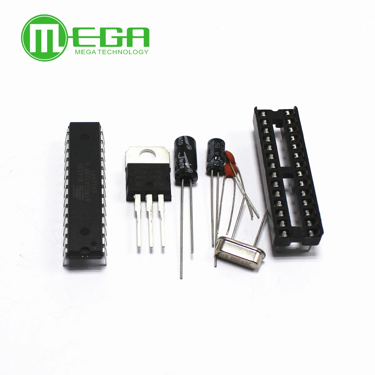 1 Набор ATMEGA328P PU без загрузчика + DIP разъем и набор кристаллов 16 МГц для