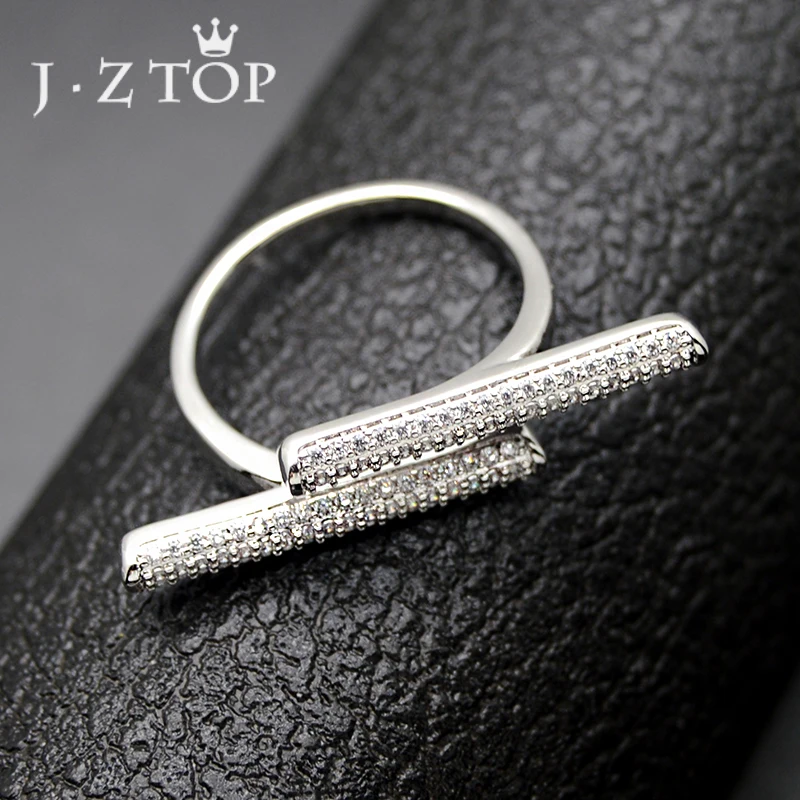 JZTOP роскошные открытые регулируемые циркониевые кольца женские серебряные
