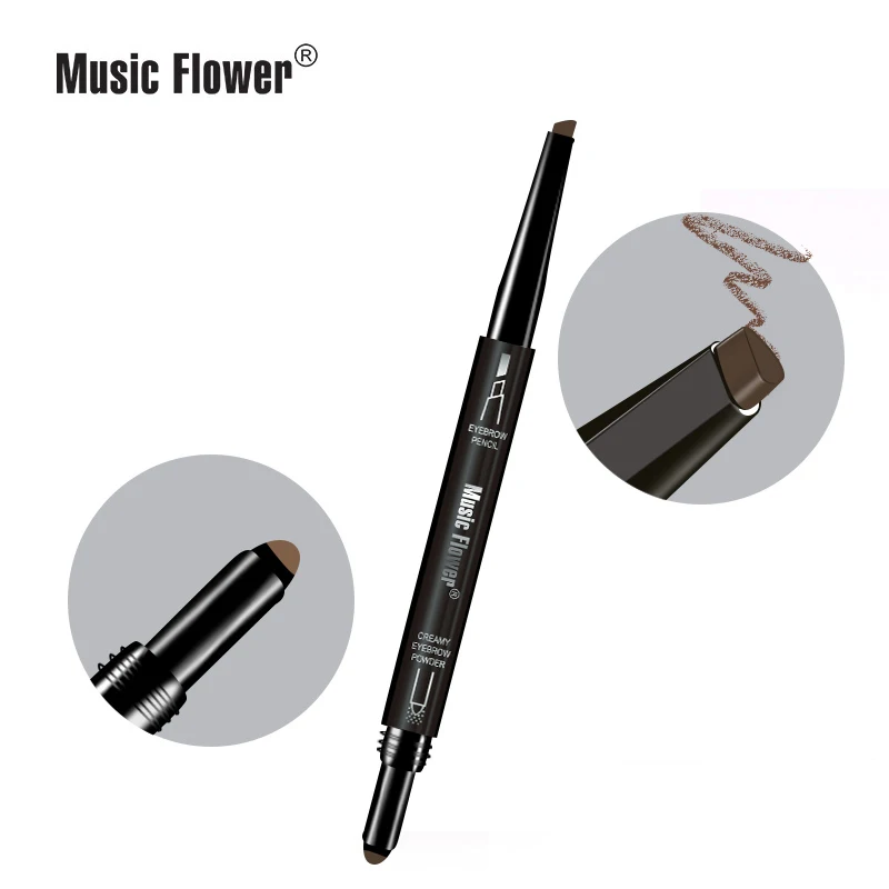 Music Flower автоматический карандаш для бровей+ пудра для бровей комплект Женская кремовая глаз бровей Pen долговечная Водонепроницаемая Косметика для макияжа