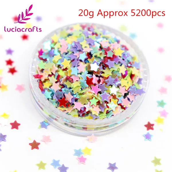 Lucia crafts 20 г/лот 3 мм/4 мм звезда хлопья Радужная чашка блесток для дома/шитья/свадебные конфетти украшения D0108 - Цвет: Random Mix1  20g 3mm