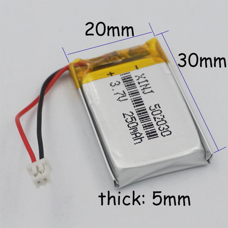 XINJ 3 7 V 250 mAh литий Po полимерная батарея 502030 2pin JST 1 25 мм разъем для gps Sat Nav автомобиля