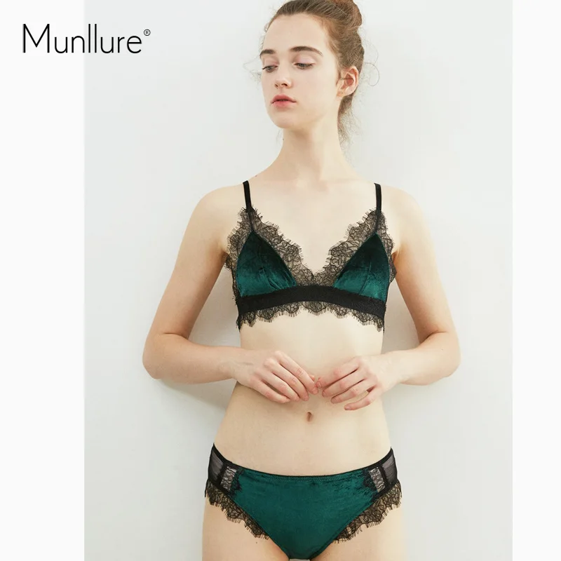 Munllure элегантный кружевной сексуальный ультра тонкий бюстгальтер с треугольной