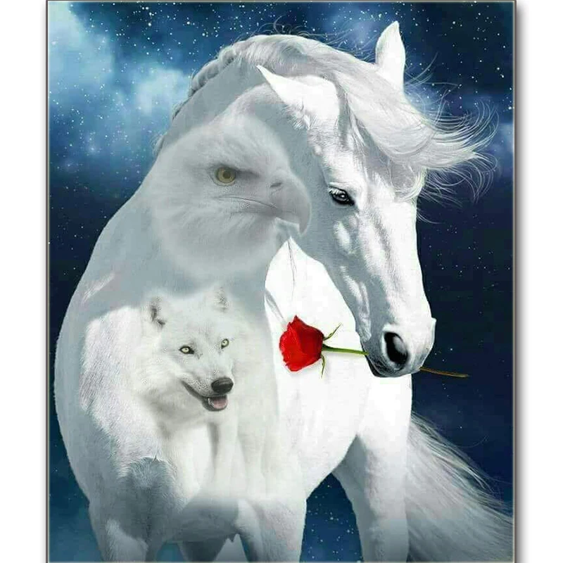

Full Square Diamond 5D DIY Diamond Painting "Flower & Horse" Embroidery Cross Stitch Rhinestone Mosaic Painting Home Decor