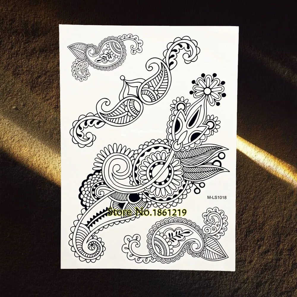Большие временные тату наклейки черная хна браслеты 20x15 см ювелирные изделия для