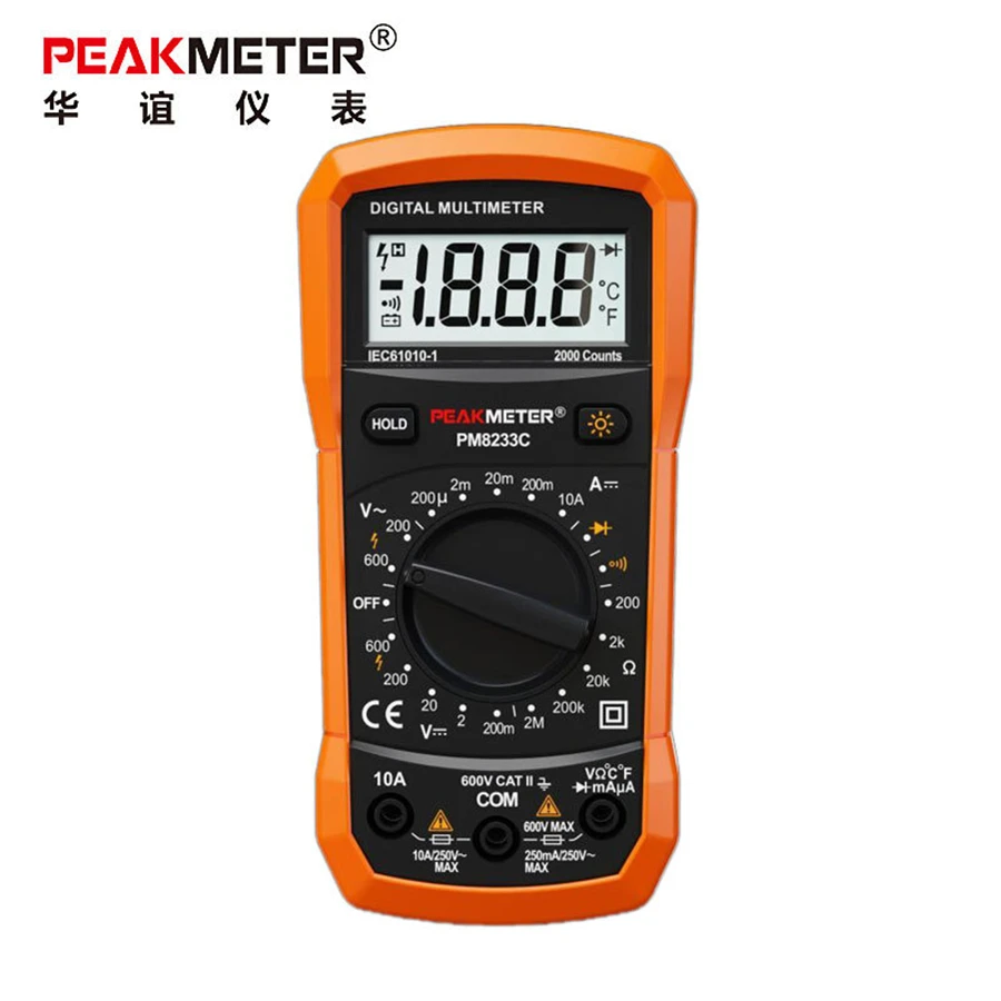 Peakmeter MS8233C ЖК цифровой мультиметр AC/DC Напряжение Ток частота измеритель