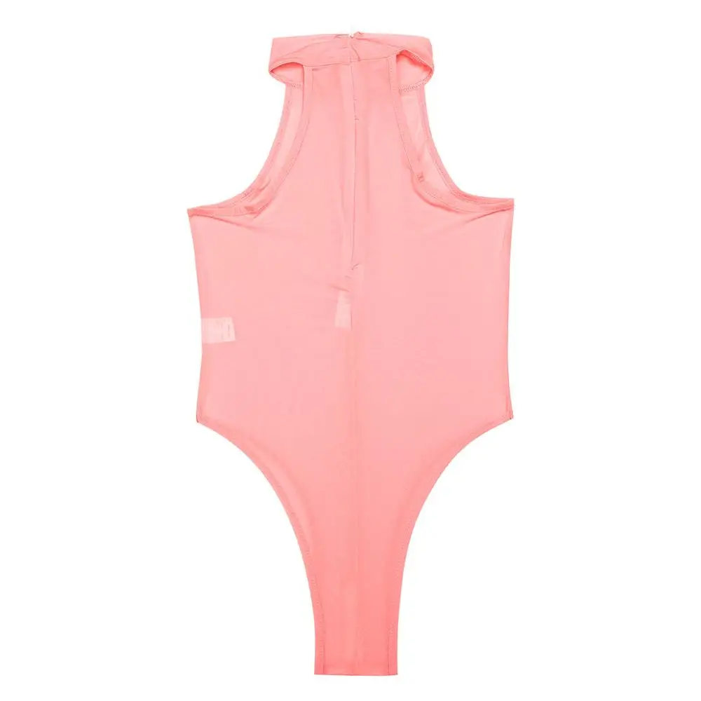 Coral Pink Iiniim, женское нижнее белье, облегающее, для ночного клуба, с вырезом, с высоким вырезом, открытая ягодица, с вырезами, стринги, купальник, прозрачный, боди, комбинезон - Цвет: Coral Pink