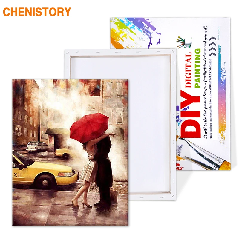 CHENISTORY Frame Kiss Lover DIY картина по номерам Акриловая Картина на холсте настенное Искусство Ручная роспись маслом для домашнего декора
