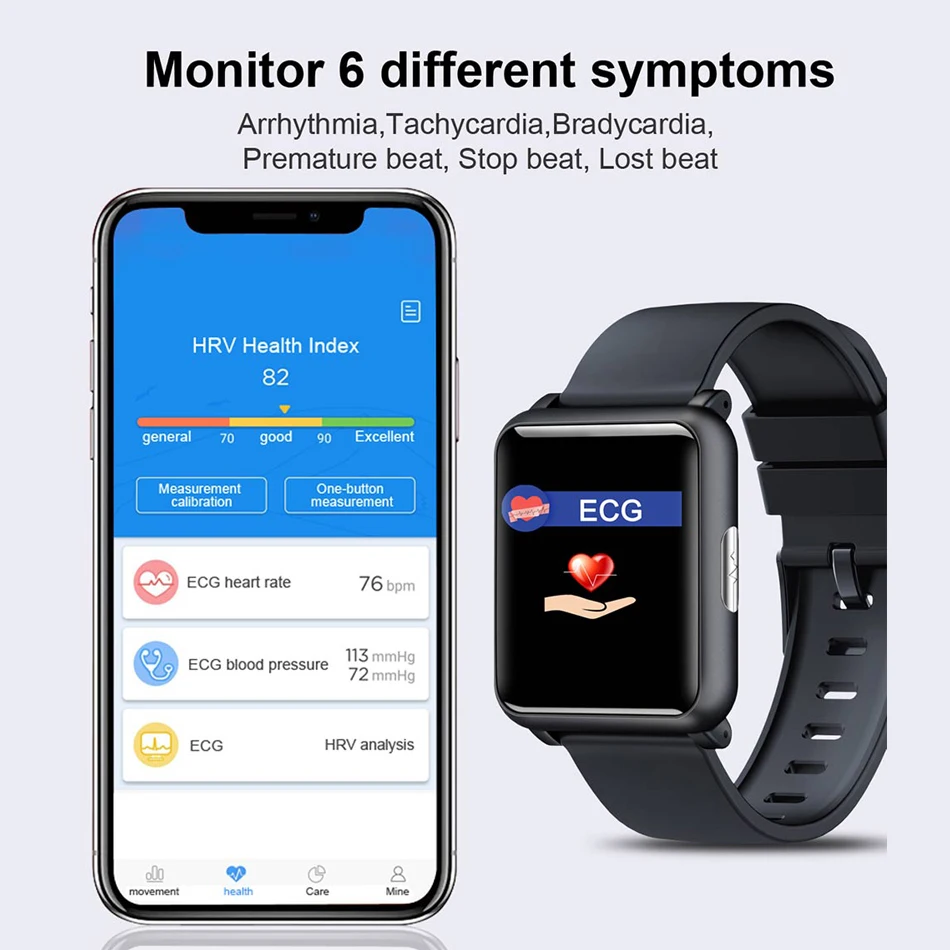 Bakeey H9 1 3 дюймов ЭКГ PPG монитор HR кровяное давление Smartwatch IP67 водонепроницаемый