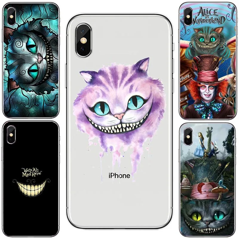 Minason Alice in Wonderland Cases For iPhone XS MAX Cheshire Cat Soft Silicone Phone Case X 5 S 5S 6S 8 Plus Cover | Мобильные