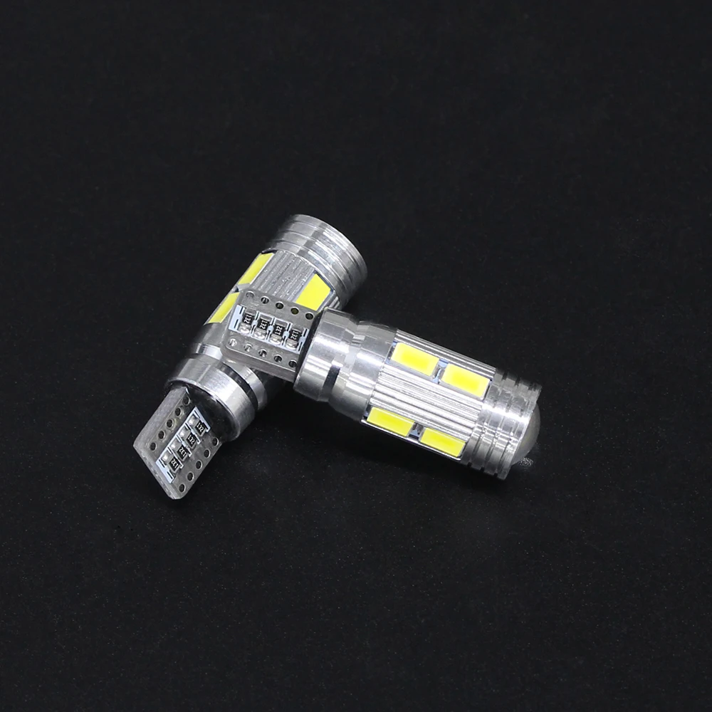 DXZ 2 шт. T10 светодиодный canbus W5W 194 внутренние ксеноновые Белый светодиодный CANBUS без ошибки OBC t10 10SMD 5630 5730 с объективом проектора алюминий