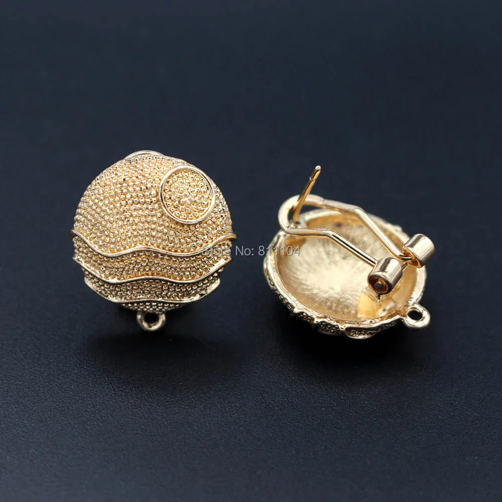 Stud Clip Earrings Post Circle Base with Loop Hanger DIY Findings Accessories Indian Indonesian Wedding Dubai Gold-color Jewelry | Украшения