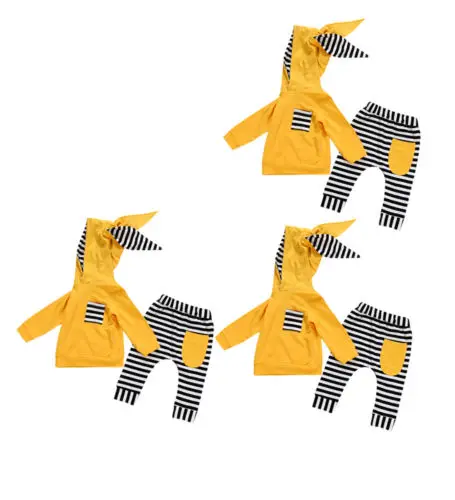 2018 Autumn 2pcs Newborn Infant Baby Boy Girl Casual Clothes Cartoon Bunny 3D Ear Long Sleeve Hoodie Tops+Pants Outfit Set | Детская