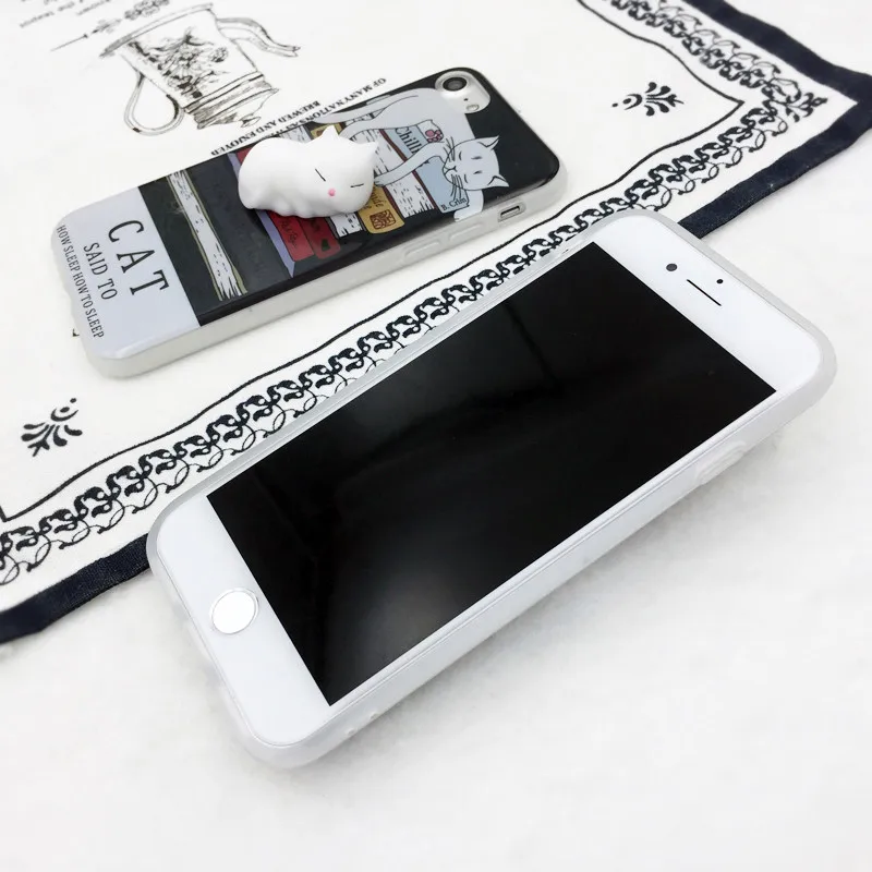 Sticky Soft Squishy Animal Toys Cat Bear Kawaii Case for iPhone 6 6S 7 8 Plus Cover Coque Capinhas Anti Stress Licensed |