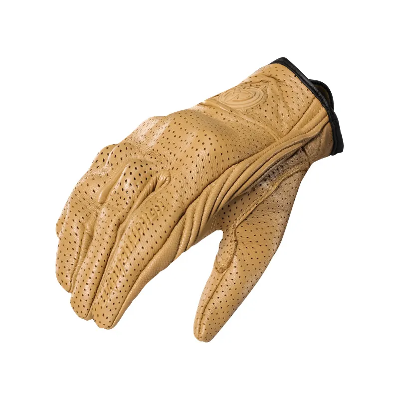 Брендовые новые коричневые кожаные мотоциклетные перчатки XXL дышащие летние для